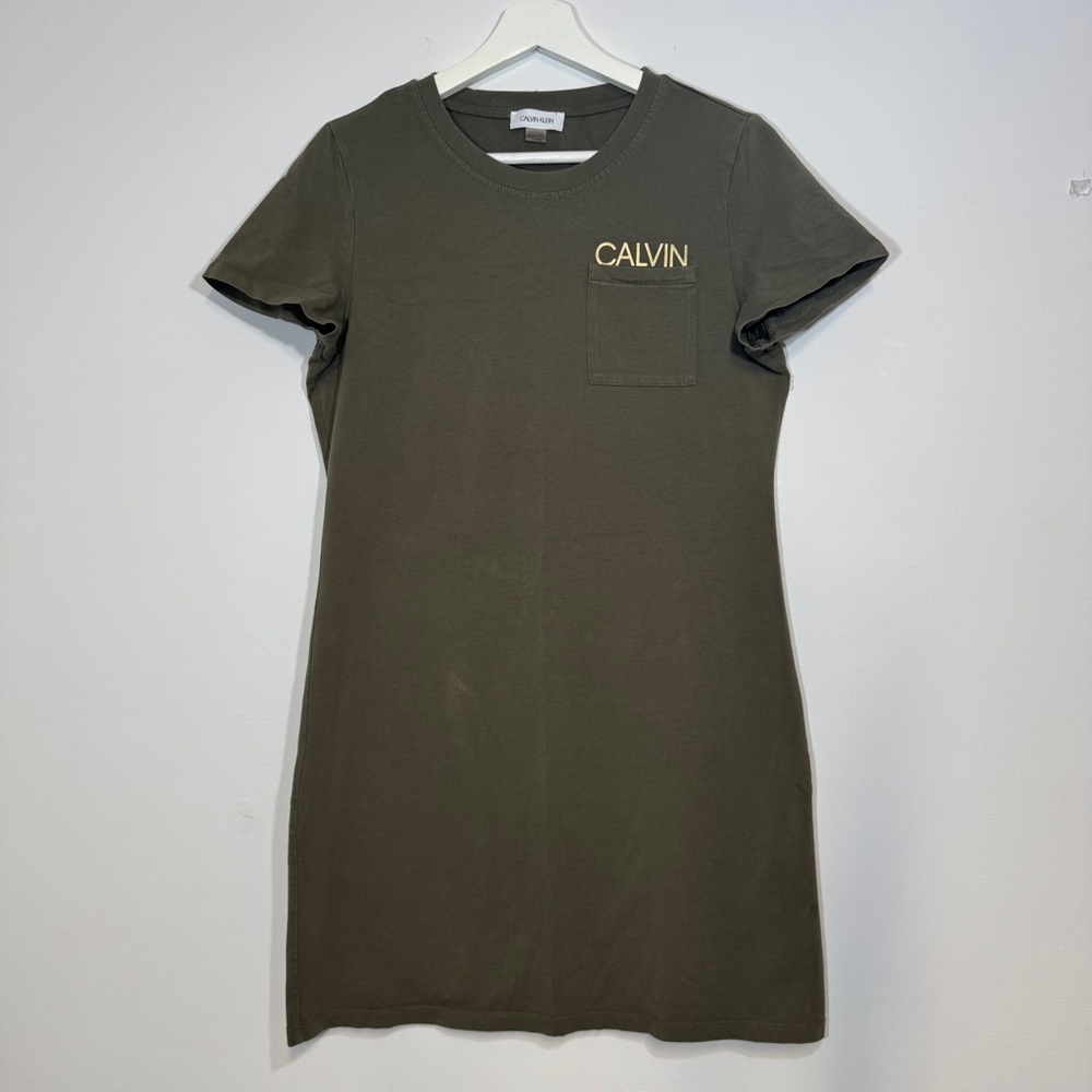 Calvin Klein Olive Green T‎ Shirt Dress Size Medium